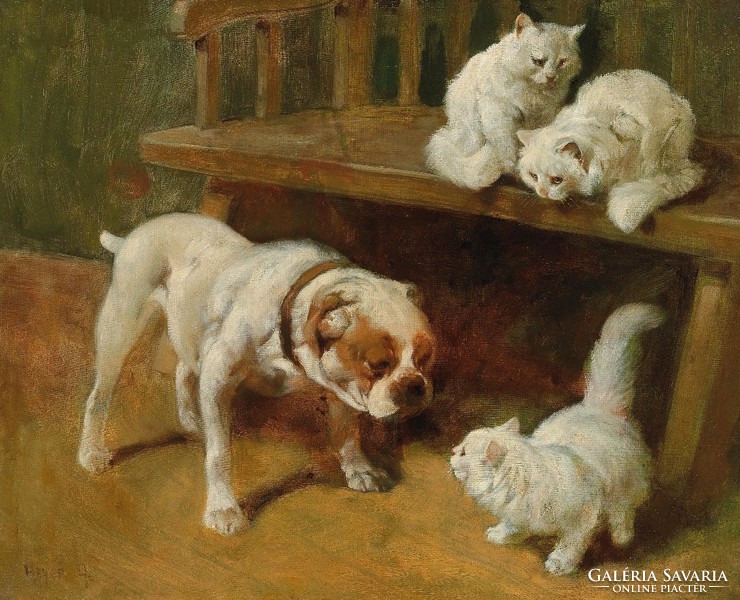 Arthur Heyer - Kutya macskákkal - reprint