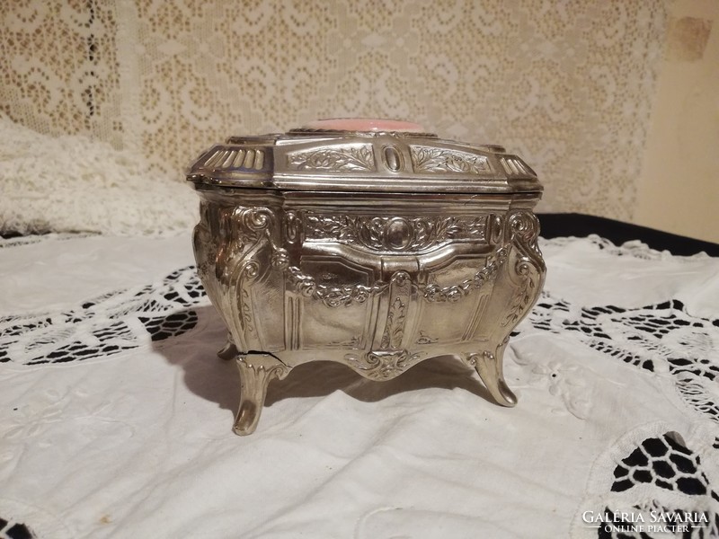 Old metal sugar box for sale in Venice with spectacular porcelain insert!
