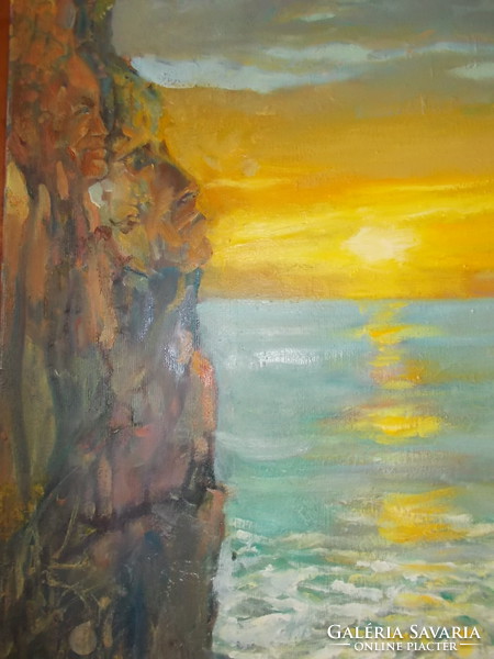 Mikhail volkov, two rocks by the sea c. Painting