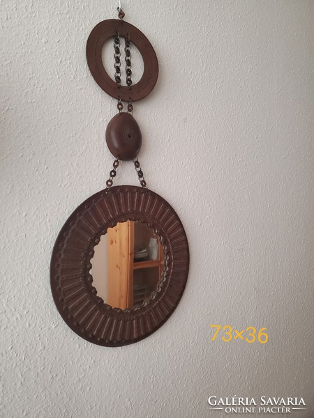 Leather framed wall mirror