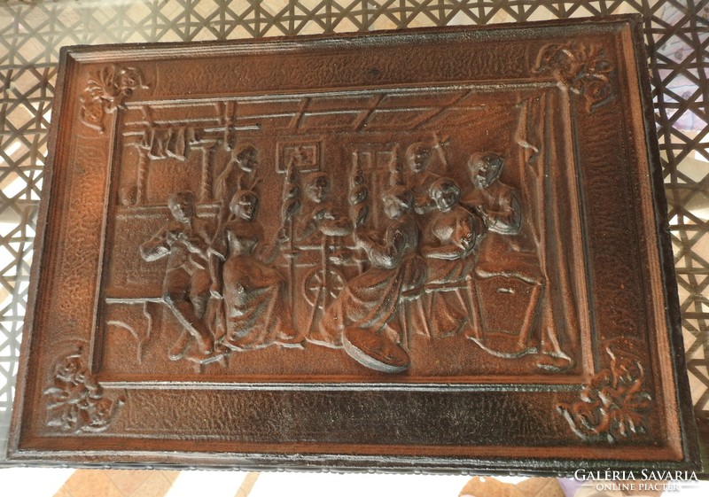 Antik bronzírozott fém fali dombormű  55 cm x 38 cm