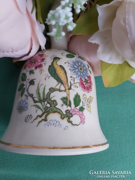 Gyönyörű ﻿Badler England  angol 15 cm magas madaras virágos csengő Gyűjtői darab