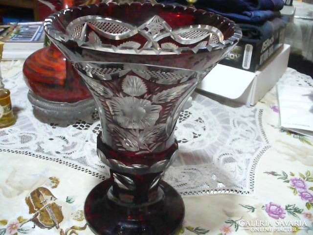 Beautiful burgundy crystal vase