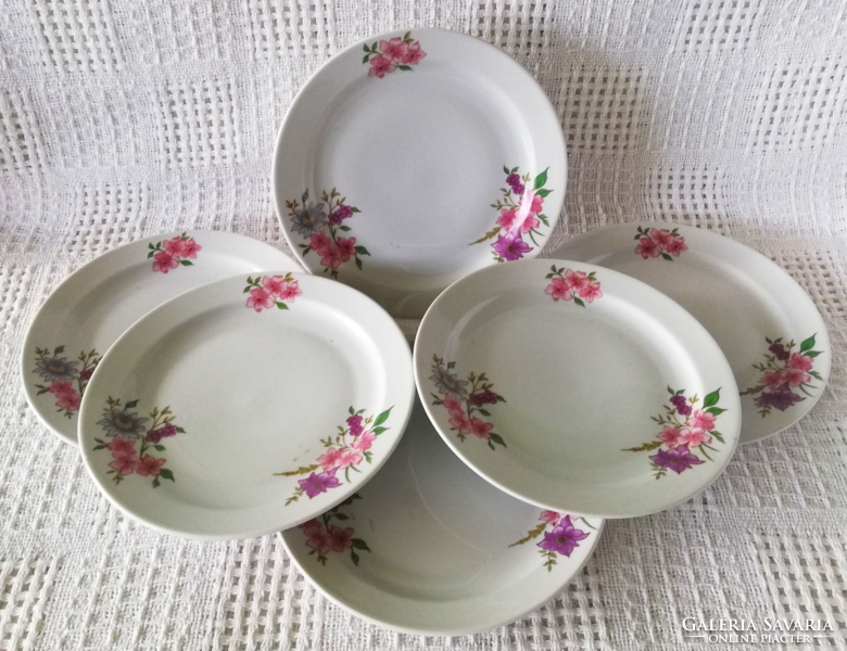 6 pcs zsolnay trumpet floral cookie plate