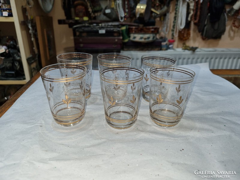 Set of old gilded glass cups