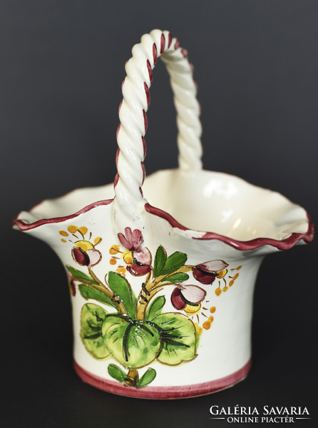 Painted Italian ceramic basket