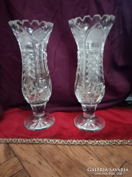 A pair of fabulous hand-polished lead crystal vases from the 1960s