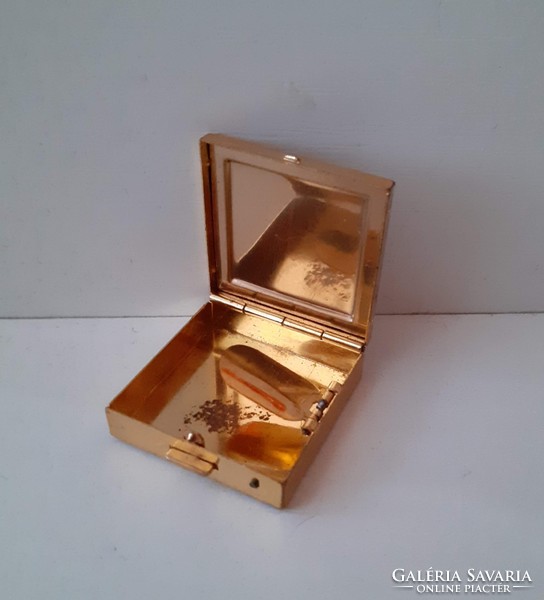 Portable ashtray with gold-colored opening box decorated with retro tapestry