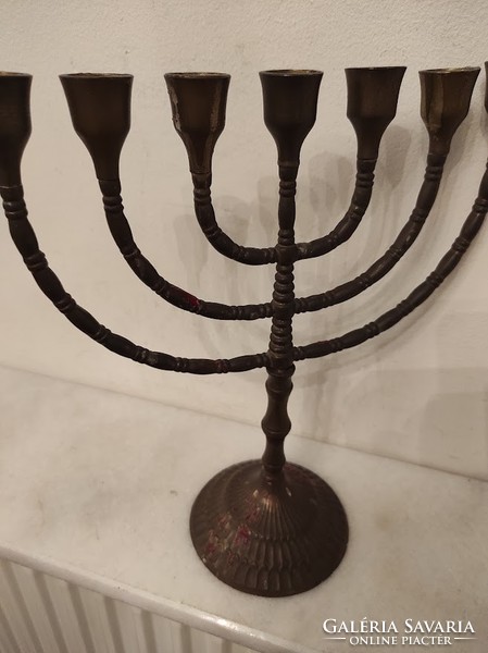 Antik patinás réz menora menóra judaika zsidó gyertyatartó 7 ágú gyertya tartó 515 4980