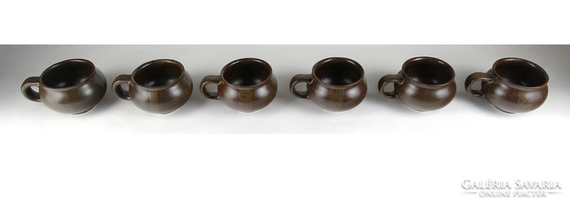 1H756 old unmarked brown ceramic coffee cup 6 pieces