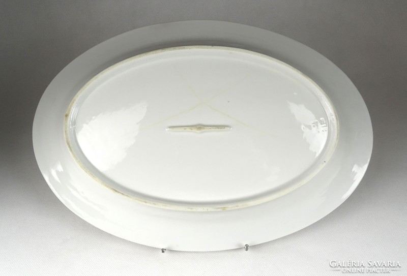1H786 Old Thick Walled White Porcelain Roast Bowl 24 x 35.5 Cm