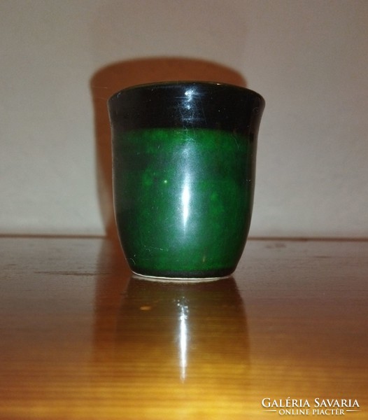 Zöld kerámia pohár, kis kaspó, váza
