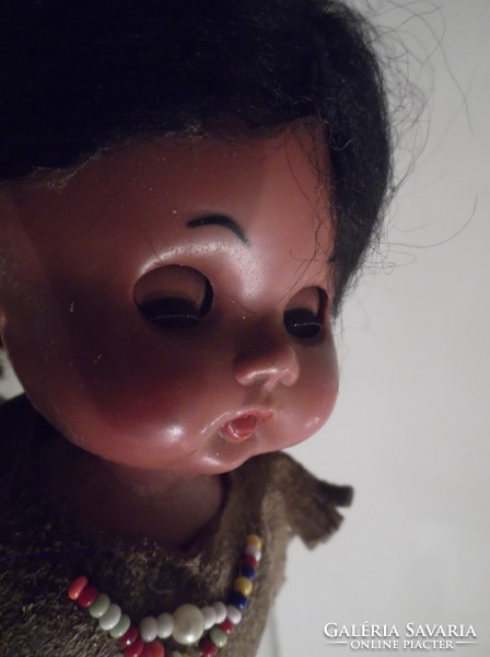 Baby - rubber - native american - large - with label - blinking - old - 20 x 7 cm - austrian - nice condition