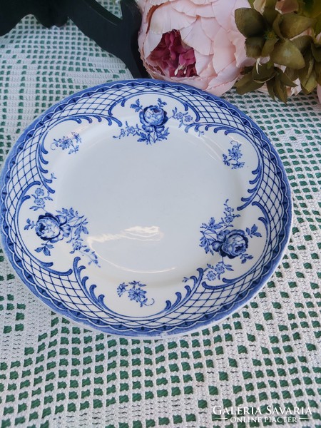 Beautiful flawless blue floral flower faience bohus beach cake plate with beautiful pattern