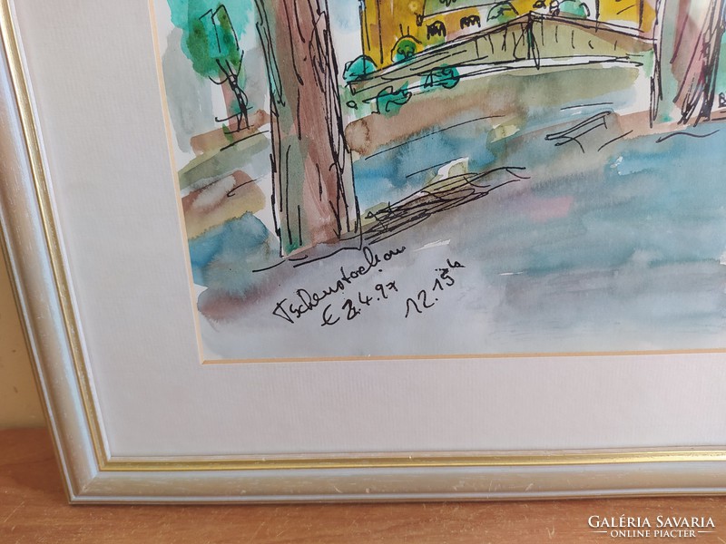 Beautiful watercolor painting signed with a 30x38 cm frame