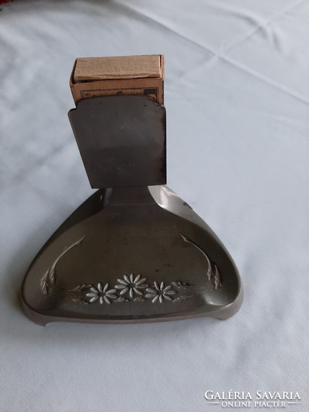 Ashtray match holder, nickel-plated iron, art deco, 1930s