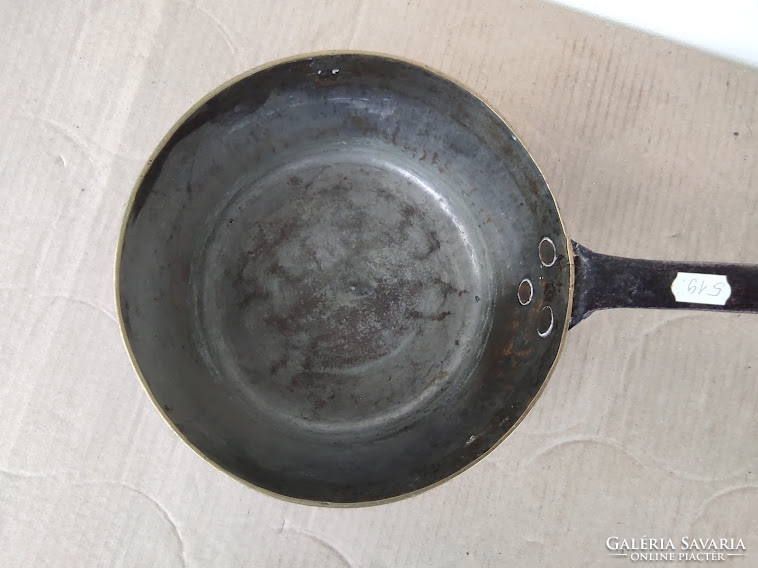Antik konyhai eszköz edény sárgaréz lábas vas nyéllel 4920