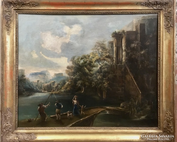 Xix.Sz.I. French ampire oil on canvas painting in original frame !! Made around 1810 !!!
