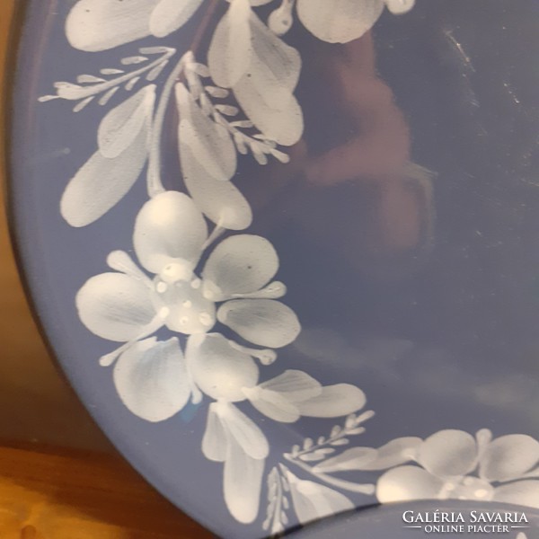 Beautiful blue and white Hungarian glazed ceramic plate
