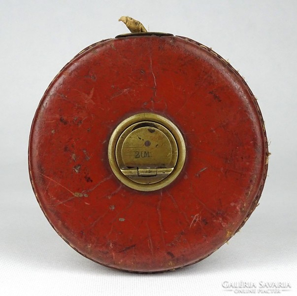 1H599 antique leather case measuring tape 20 meters