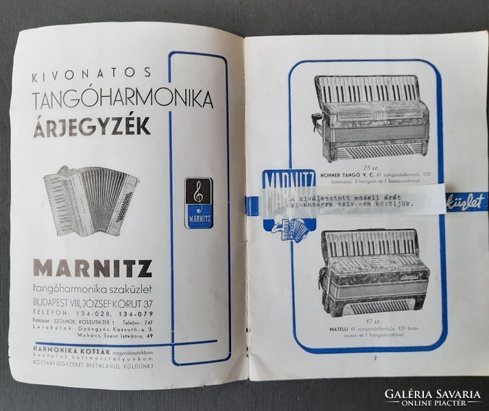 A varázsige: Marnitz tagóharmónika - katalógus 1947