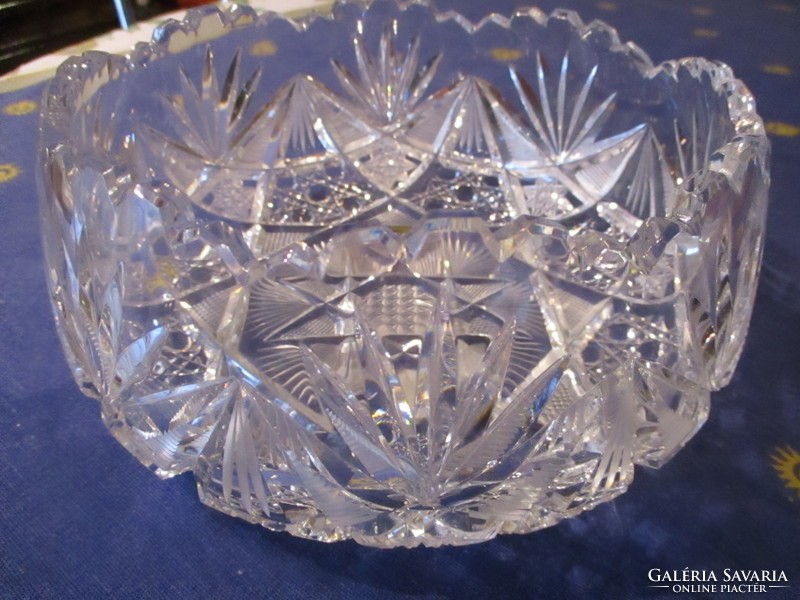 Fabulous old Hungarian richly polished large lead crystal bowl is flawless