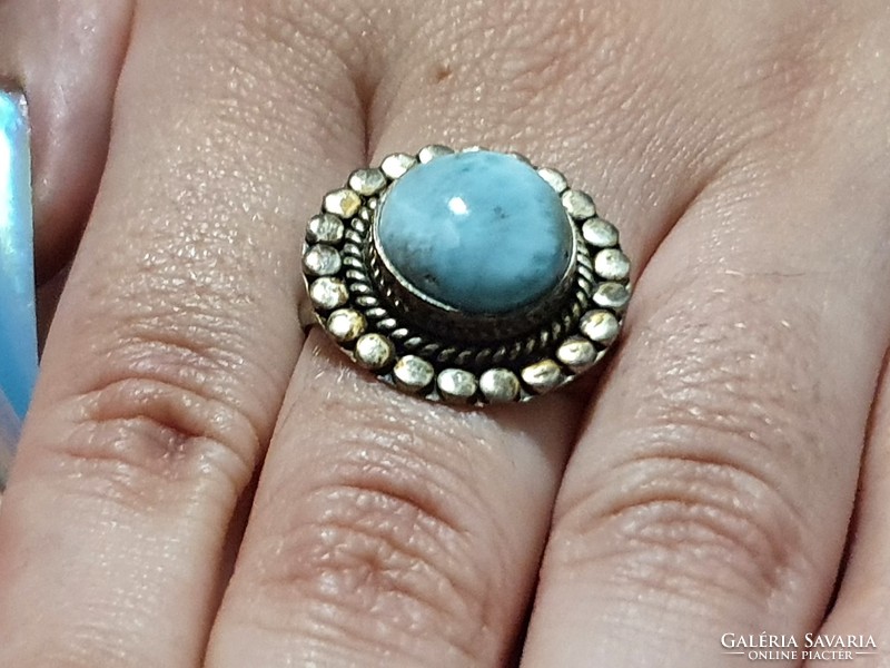 Larimár stone silver ring size 8! Original! 15 carats!