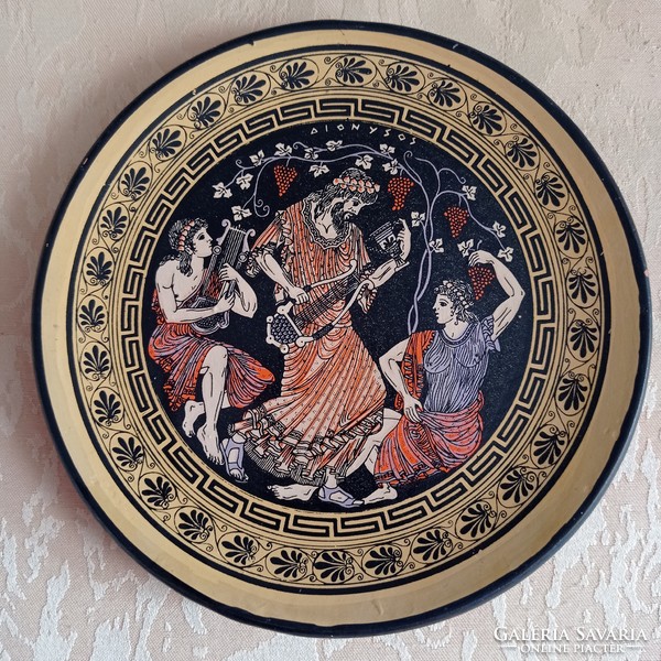 Greek painted ceramic bowl / wall bowl, 15.5 cm in diameter