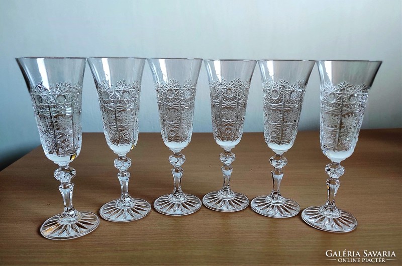 Indescribably beautiful, hand-crafted flawless Czech crystal champagne glass set