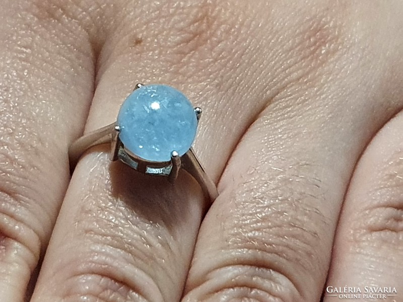 Aquamarine stone silver ring size 8.5! 2Karat!
