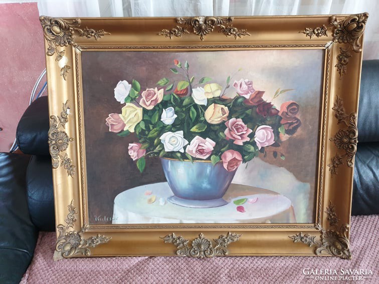 Beautiful large still life in a blond frame