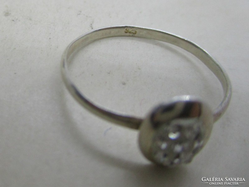 Beautiful art deco shaped white stone silver ring