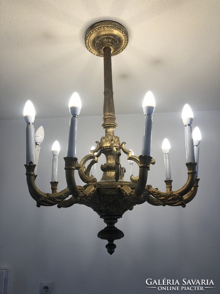 Antique wooden chandelier.