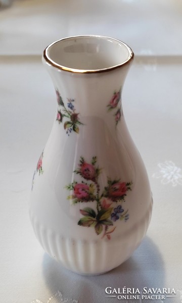 Angol Royal Albert porcelán váza Moss Rose, 11cm magas, soha nem használt, hibátlan