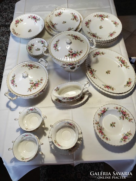 English royal albert 6-person porcelain tableware, complete, 40-piece moss rose flawless