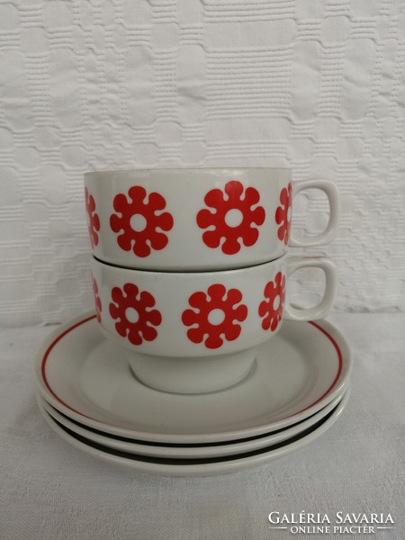 Raven house stylized flower / amoeba patterned tea cup pair
