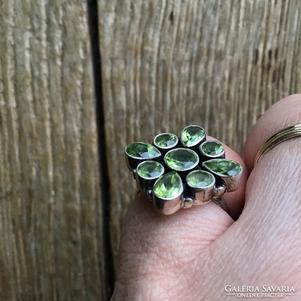 Kézműves ezüst gyűrű citrin kövekkel