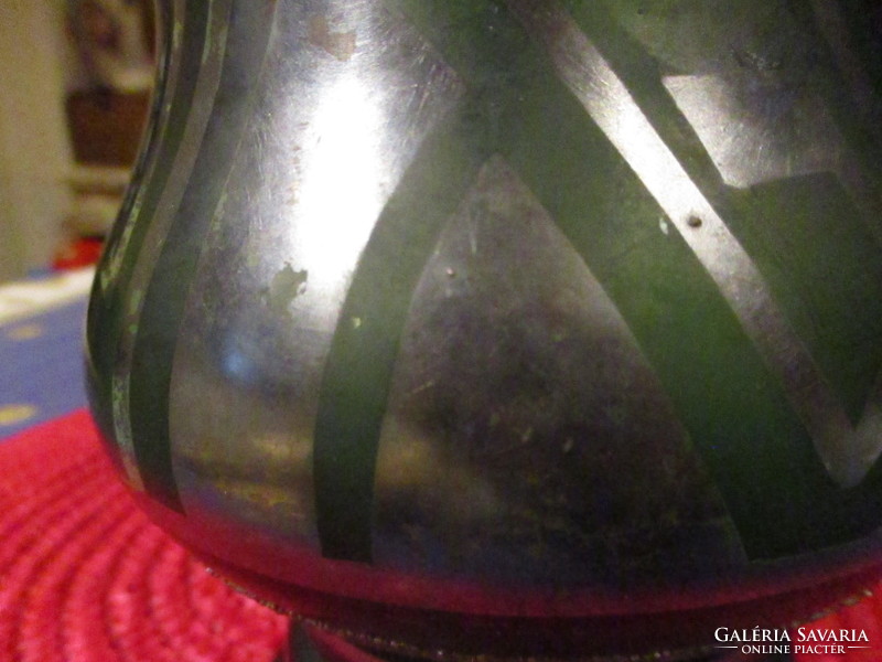 VMF, Lötz?  Ritka szép selymes tapintású  régi jugendstil  váza ezüst díszítéssel 1920-ból