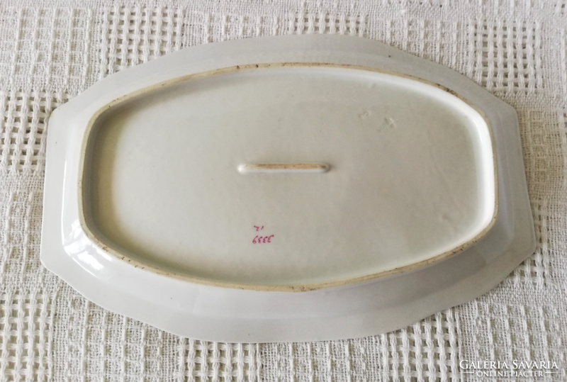 Antique rose garland Czechoslovak meat dish from 1920-30