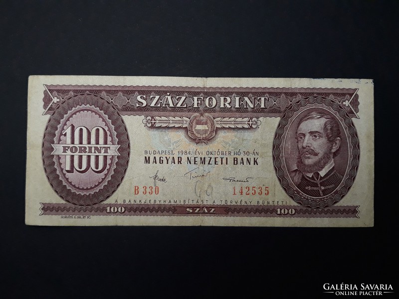 100 Forint 1984 papírpénz - Magyar 100 Ft 1984 papír piros százas bankjegy