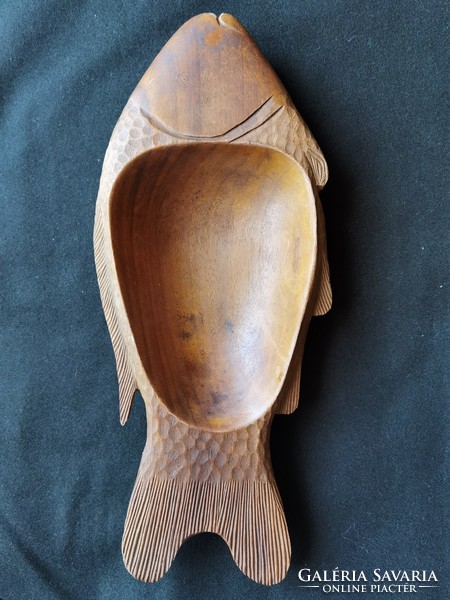 Vintage hand carved fish shaped serving centerpiece
