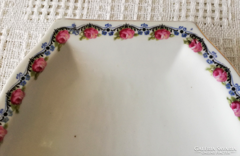 Antique rose garland Czechoslovak meat dish from 1920-30