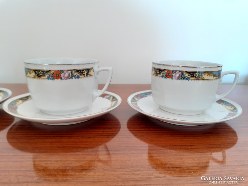 Régi Zsolnay porcelán virágos teás csésze 4 db
