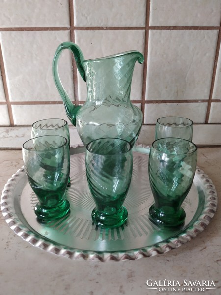 Green drink set for sale! Small jug with 5 glasses for sale. Liqueur