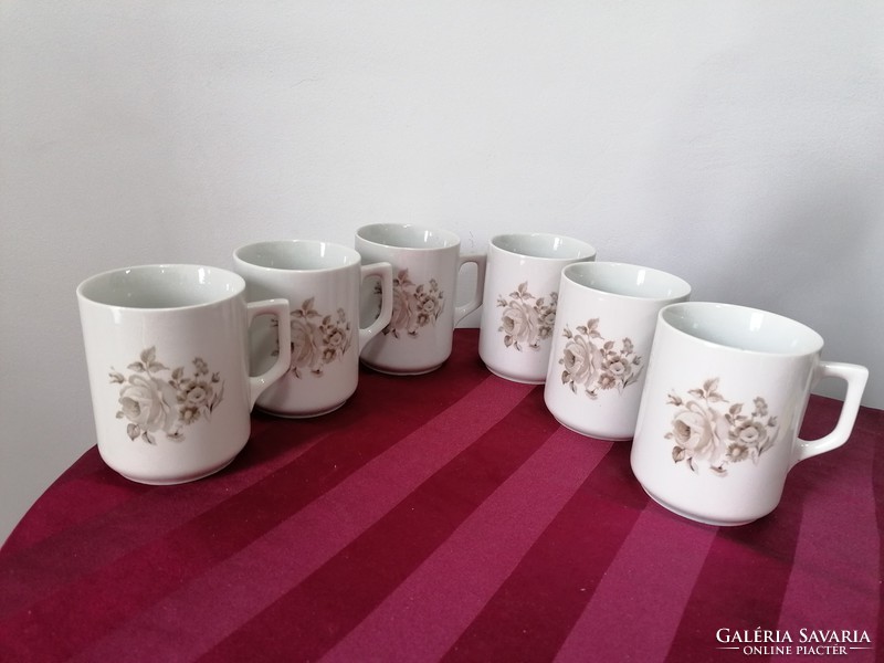 Zsolnay rose mug set of 6