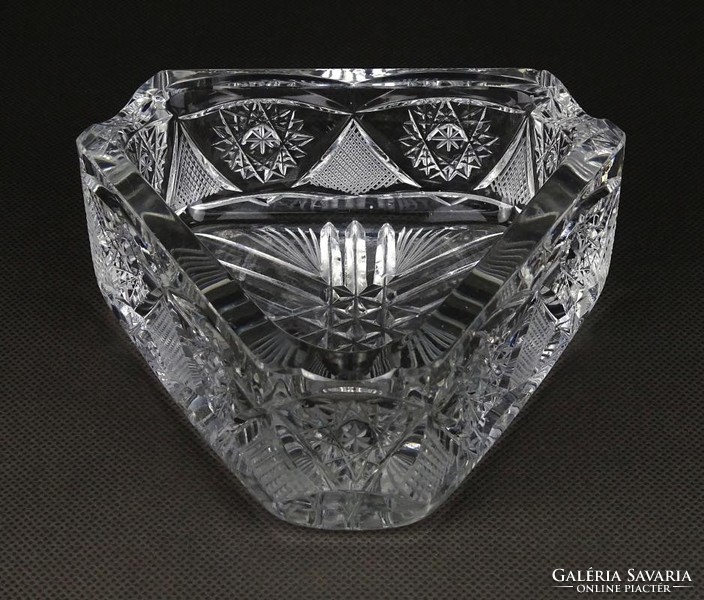 1H509 old thick-walled polished crystal ashtray 13 cm