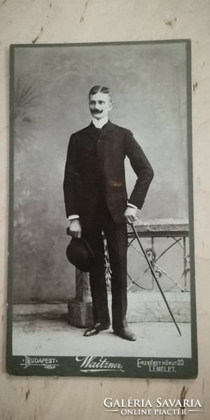 Antique photo of male waitzner from the workshop of Elizabeth Boulevard in Budapest