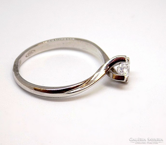 White gold stone solitaire ring (zal-au104840)