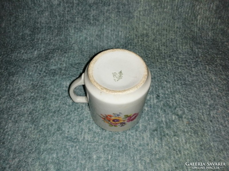 Old small porcelain flower pattern mug (5 / d)