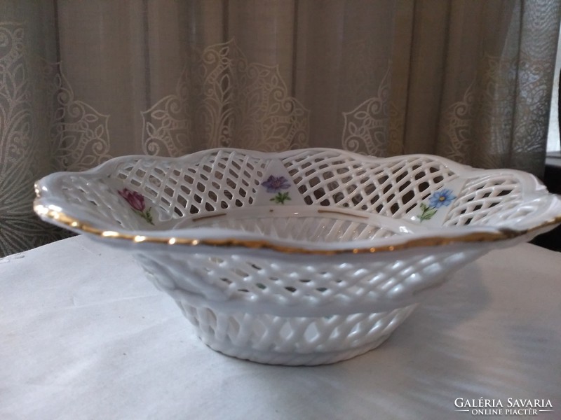 Old Czech wicker hand-painted basket